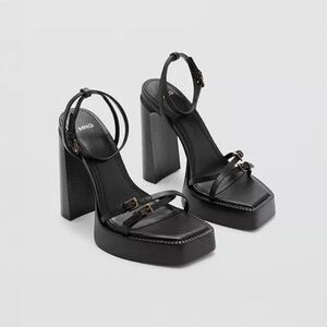 MANGO PLATFORM LEATHER SANDALS - Never Worn
